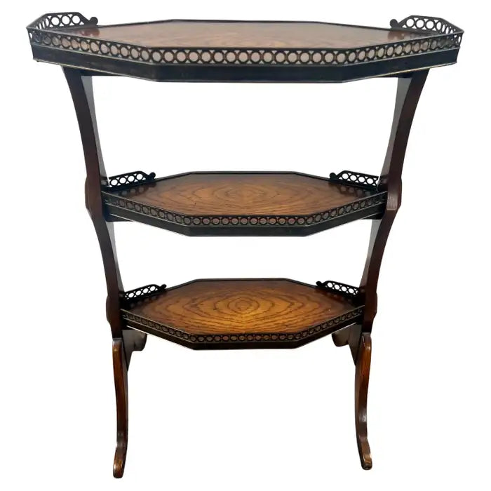 French Directoire Three-Tier Oak Dessert Stand Side Table by Theodore Alexander