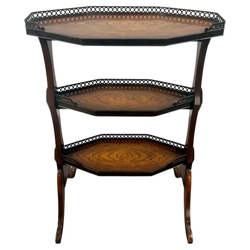 French Directoire Three-Tier Oak Dessert Stand Side Table by Theodore Alexander