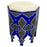 Boho Chic Moroccan Blue & Filigree Silver Design with White Leather Top Stool