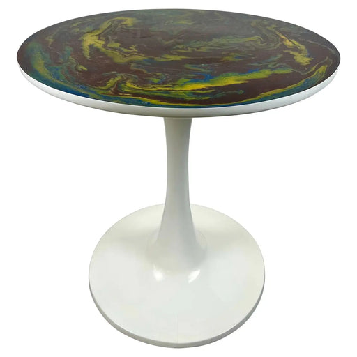 Eero Saarinen MCM Style Tulip Dining or Center Table with Epoxy Resin Design Top
