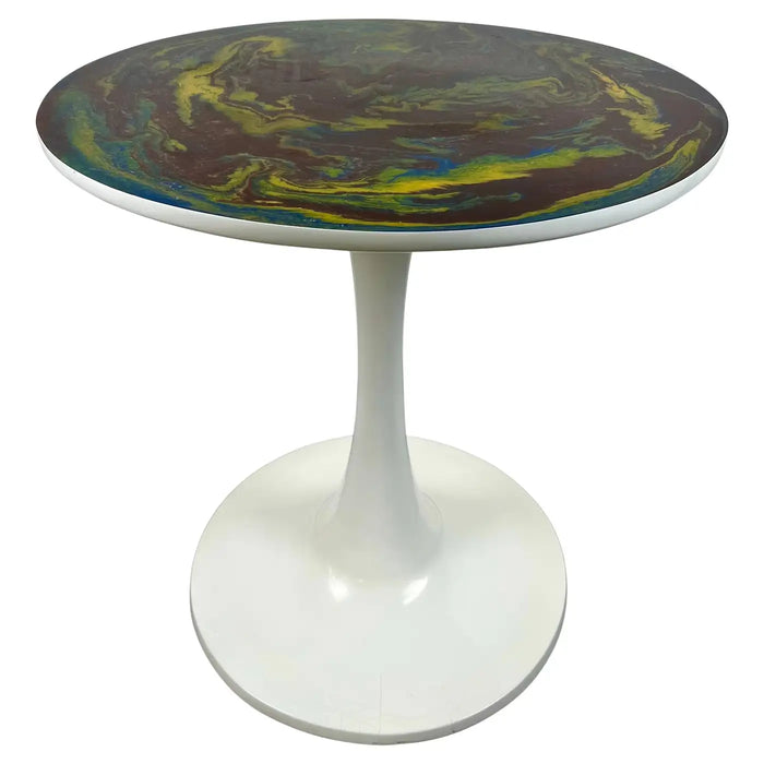 Eero Saarinen MCM Style Tulip Dining or Center Table with Epoxy Resin Design Top