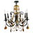 French Rococo Revival Bronzed Chandelier with Amber Glass Drops, 6 Arms