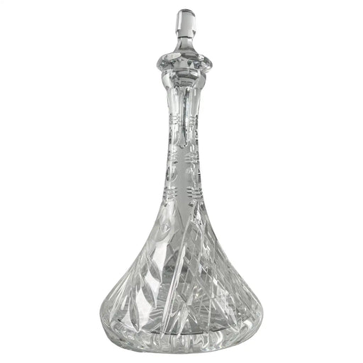 Classic European Cut Crystal Decanter with Faceted Stopper, 14″ H