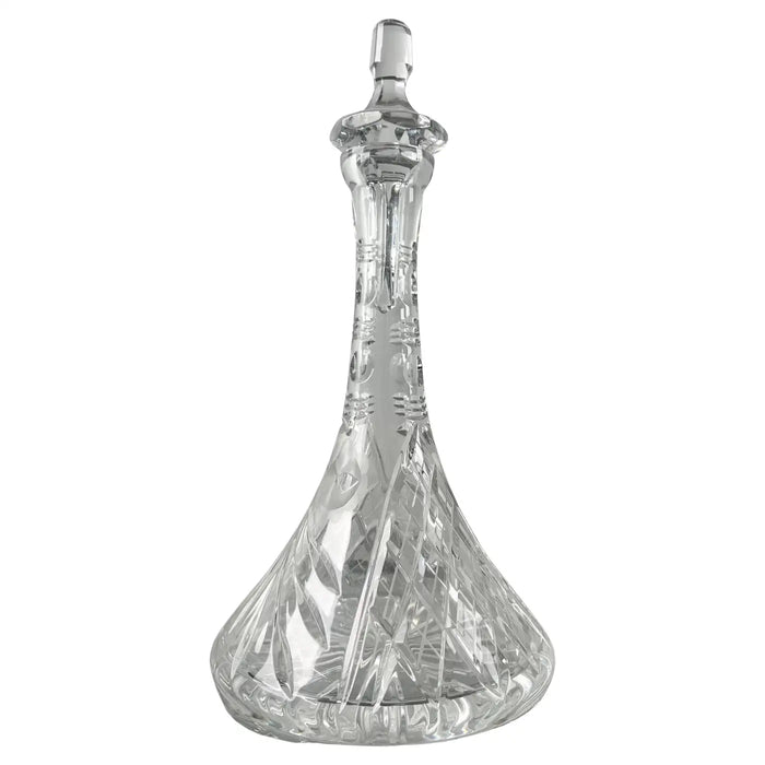 Classic European Cut Crystal Decanter with Faceted Stopper, 14″ H