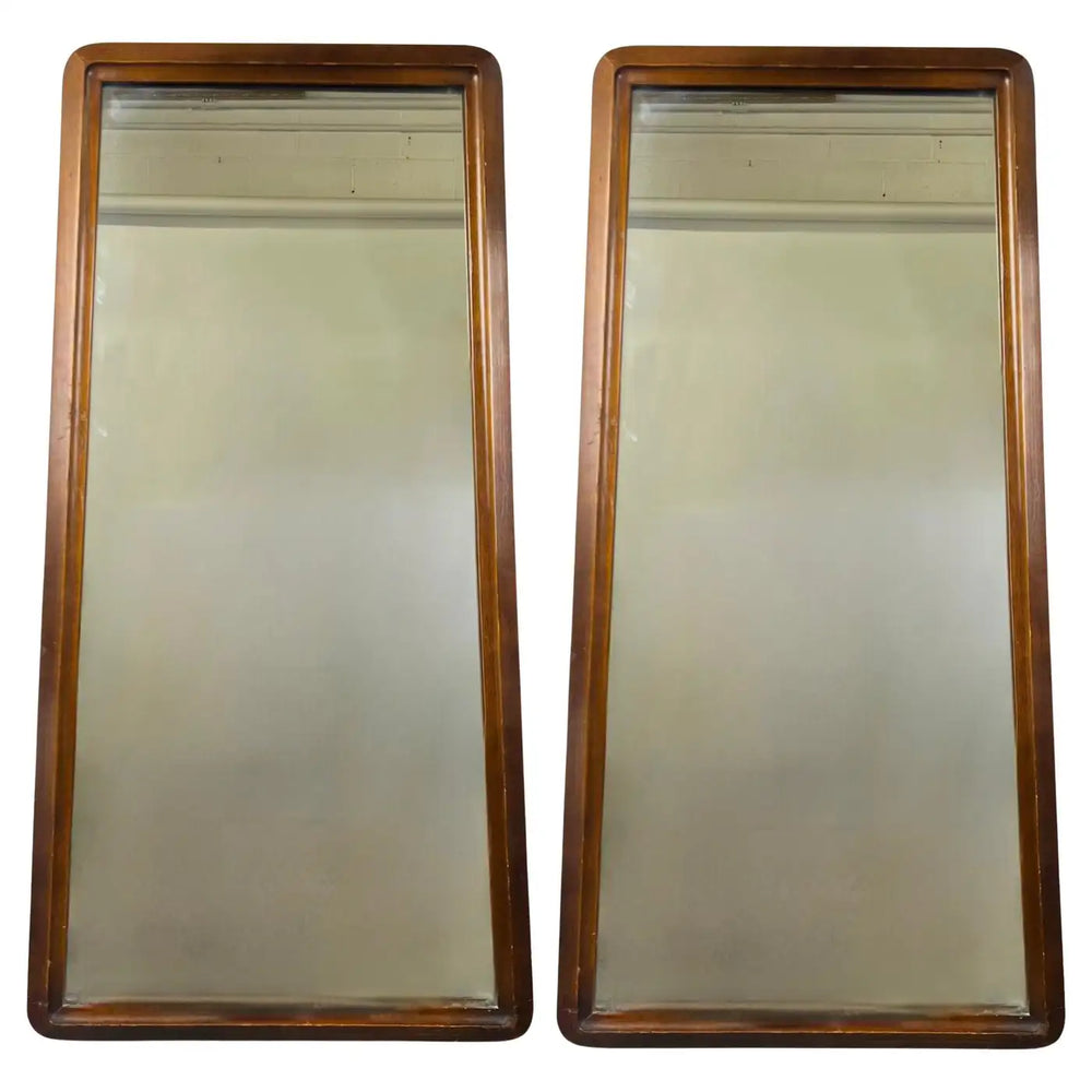 Mid-Century Modern American of Martinsville Walnut Wall Mirror, a Pair