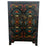 Vintage Asian Black Lacquered Cabinet or Chest with Hand-Painted Floral Motif