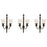 Art Nouveau Two Arms Bronze w Frosted Milk Glass Shades Wall Sconce, a set of 3