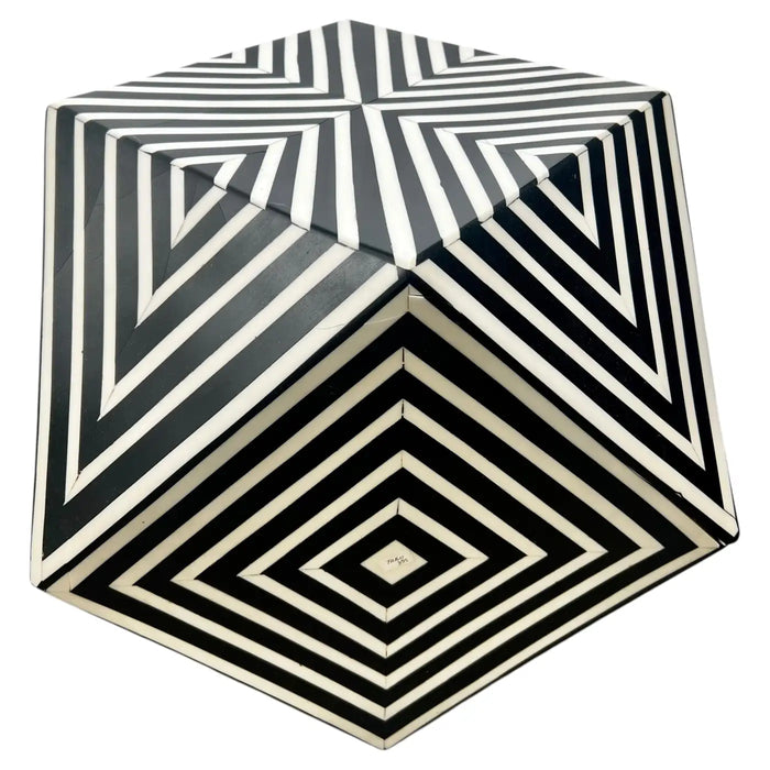 Art Deco Style Sculptural Resin Black & White Pedestal , Side End Table or Stool