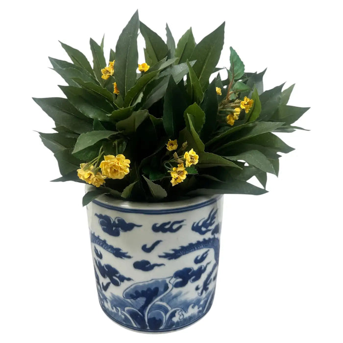 Chinese Qing Dynasty Style Blue & White Dragon Motif Porcelain Planter