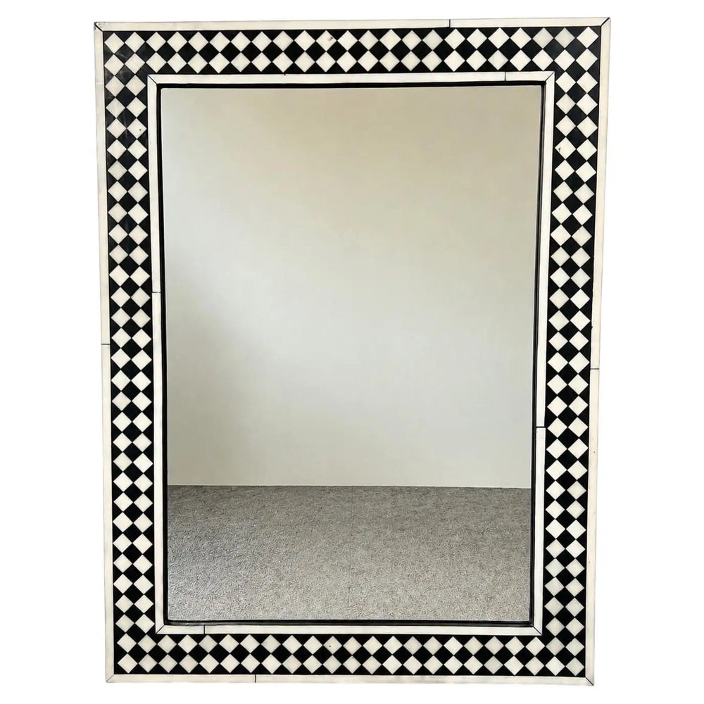 Art Deco Style Black & White Resin Diamond Design Wall, Table or Mantel Mirror