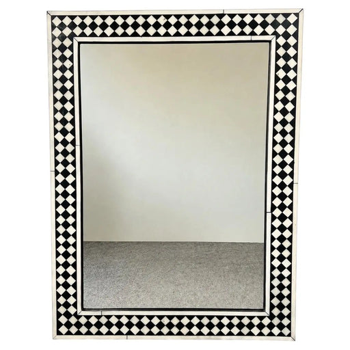 Art Deco Style Black & White Resin Diamond Design Wall, Table or Mantel Mirror