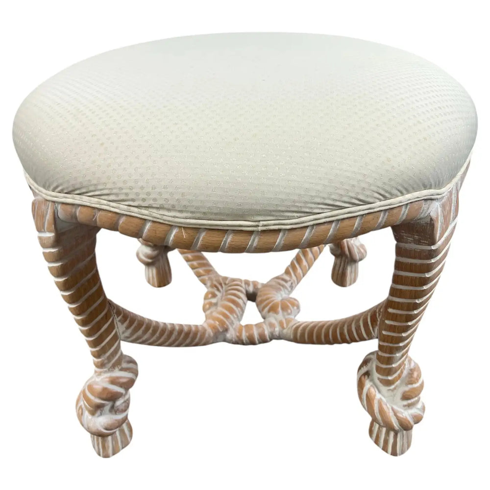 French Napoleon III Style Faux Rope Stool or Ottoman by Cugini Lanzani