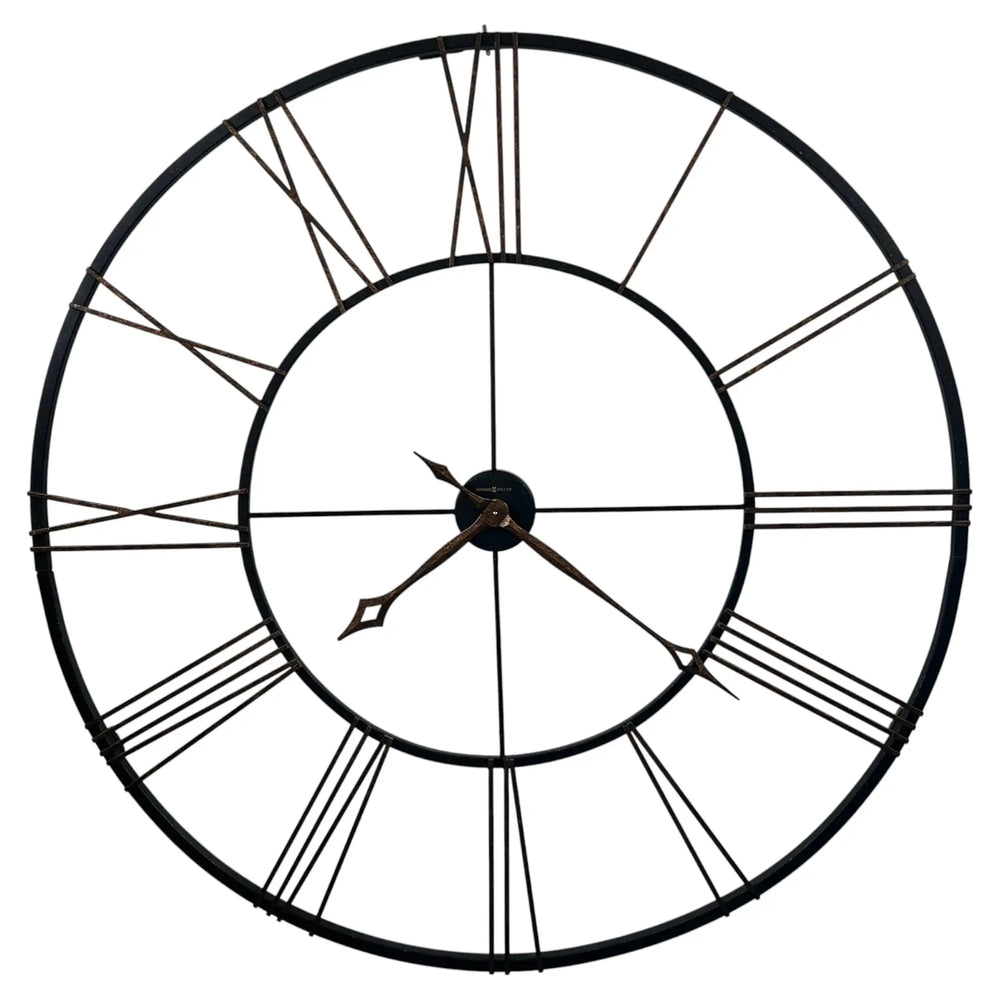 Vintage Industrial Howard Miller "Postema" 49" Oversized Wrought-Iron Wall Clock