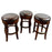 Vintage Traditional Style Frontgate Studded Leather Swivel Stool, a Set of 3