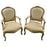 French Louis XV Style Bergère Armchair, Painted Frame, Floral Embroidery, a Pair