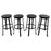 Vintage Industrial Style Round Wood Top Bar Stools w Black Iron Legs, Set of 4