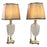 Vintage Neoclassical Style Frosted Glass Urn Table Lamps, Silver Base, a Pair