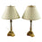Vintage Empire Style Brass Fluted Crystal Column Table Lamp 1970's , a Pair