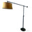 Industrial Style Adjustable Cantilever Arm Floor Lamp with Burlap Drum Shade