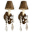 French Regency Style Bronze Wall Sconces with Crystal Drops and Shades, a Pair