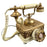 Vintage French Style Brass Rotary Telephone with Ornate Repoussé Cream Enamel Base