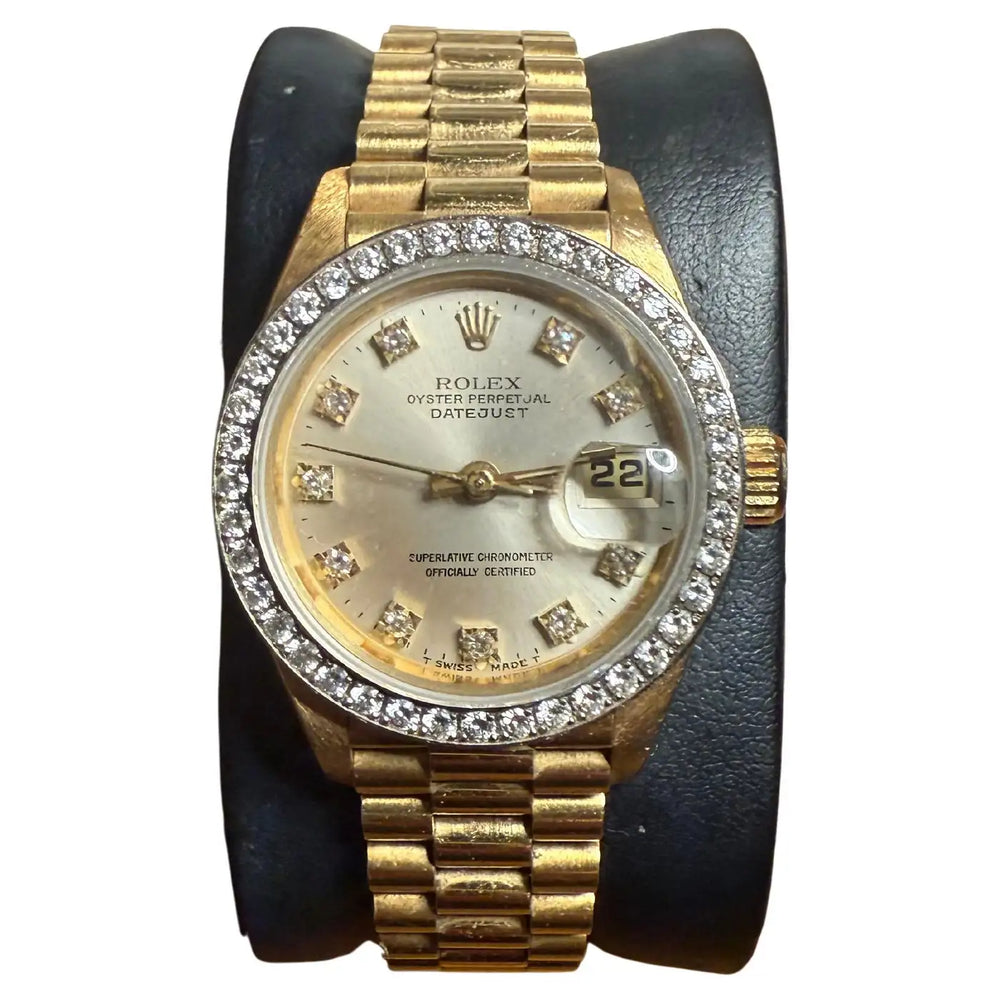 Rolex 69178 Datejust 18k Yellow Gold Diamond Bezel & Dial Ladies 26 mm Watch