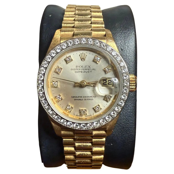 Rolex 69178 Datejust 18k Yellow Gold Diamond Bezel & Dial Ladies 26 mm Watch