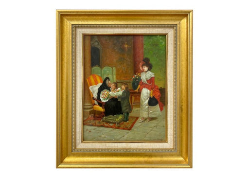 N. Henry Bingham Impressionistic Oil on Canvas of a Family Reunion, Signed