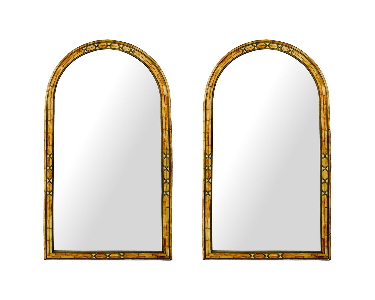 Palatial Moroccan Hollywood Regency Fashioned Wall Console or Pier Mirrors, Pair