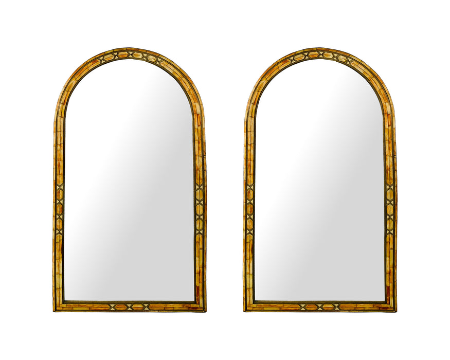 Palatial Moroccan Hollywood Regency Fashioned Wall Console or Pier Mirrors, Pair