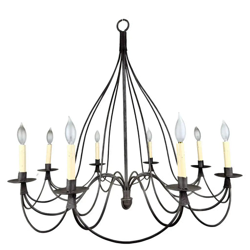 French Wrought Iron Brutalist Chandelier - 8 Arms
