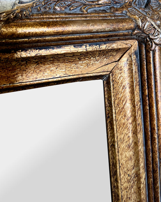 Rococo Style Distressed Gold Beveled Console or Wall Mirror by Bombay Furniture