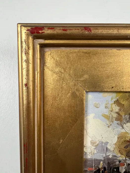 Mid-Century Italian School Oil on Board Palette Knife Landscape Painting, Signed 1950's