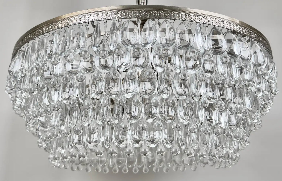 Hollywood Regency Style Circular Cascade Design Crystal Chandelier