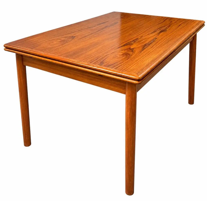 Danish MCM Teak Dining Room Table with Two Pull-Out Extension Leaves , 1960's