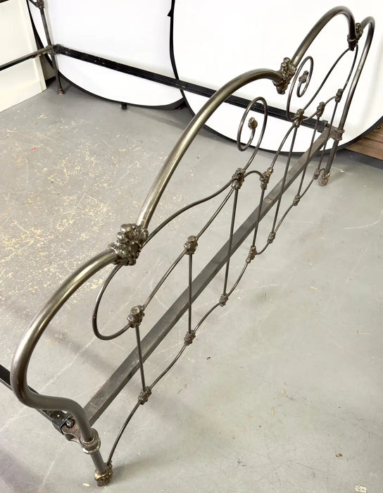 Antique Victorian Style Wrought Iron & Brass King Size Bed Frame