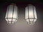 Art Deco Style Frosted White Milk Glass & Bronze Octagonal Pendant, a Pair
