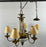 French Empire Style Brass & Etched Cut Glass Center Globe Chandelier - 6 Arms