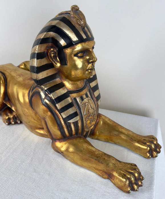 Egyptian Hand Painted Gold Sphinx Statue