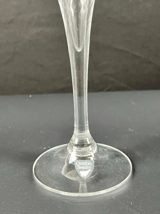 Orrefors Helena Crystal Champagne Flutes Glasses Optic Swirl, Set of 4