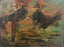 Alice Marcus " The Cockfight " Oil Painting on Canvas , Signed & Framed 1981