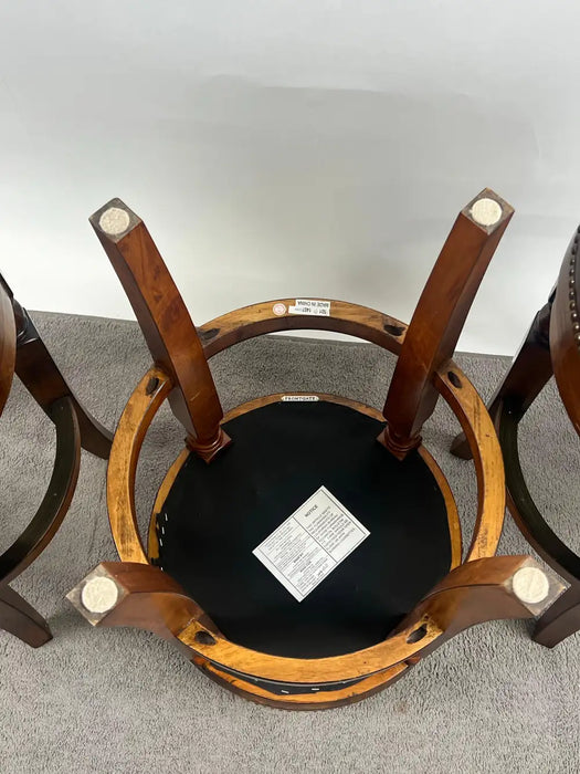 Vintage Traditional Style Frontgate Studded Leather Swivel Stool, a Set of 3