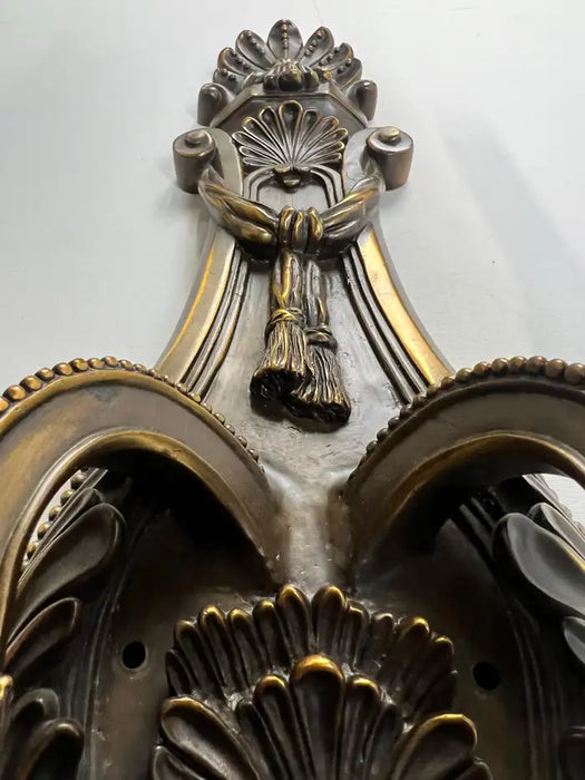 French Louis XVI Revival Style Patinated Bronze Wall Sconce Two Arms, a Pair