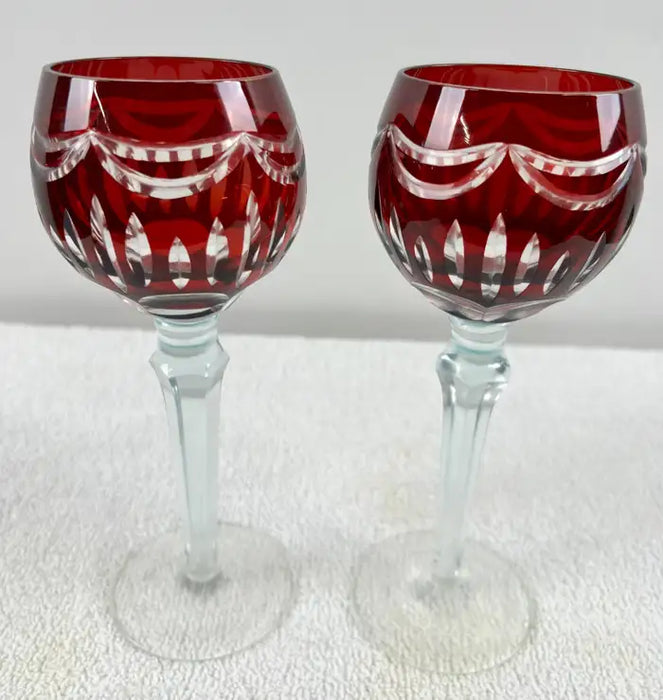 Rare Murano Glass Decanter in Cobalt Blue with Jewel-Tone StemGlasses Set, 7 Pcs