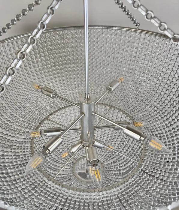 Large Art Deco Style Circular Three-Tiers Chandelier