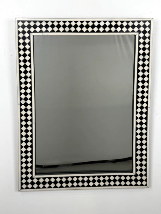 Art Deco Style Black & White Resin Diamond Design Wall, Table or Mantel Mirror