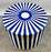 Art Deco Style Blue & White Resin Cylindrical Side, End Table or Stool