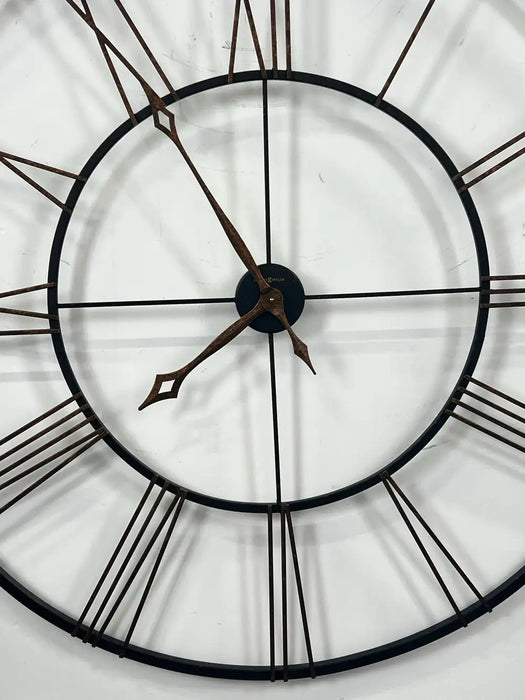 Vintage Industrial Howard Miller "Postema" 49" Oversized Wrought-Iron Wall Clock