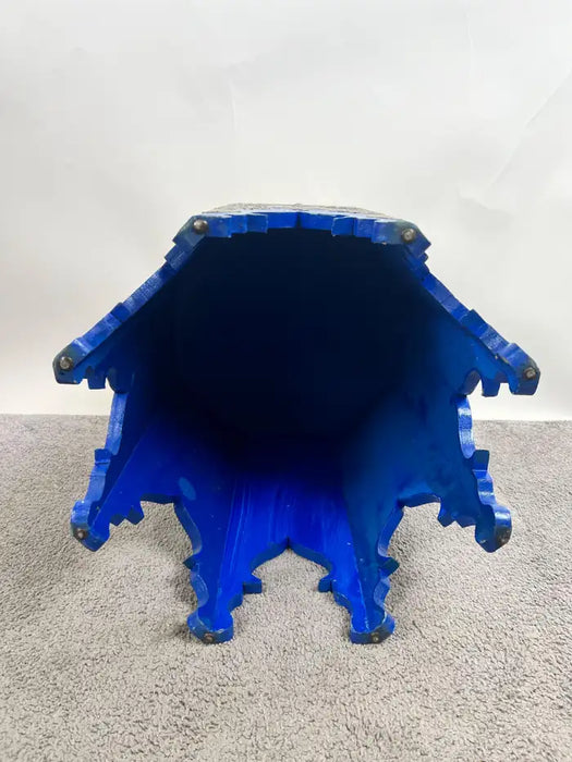 Boho Chic Moroccan Blue & Filigree Silver Design with White Leather Top Stool