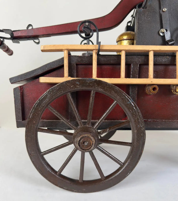 Antique Iron & Wood Fire Engine Large Model or Sculpture